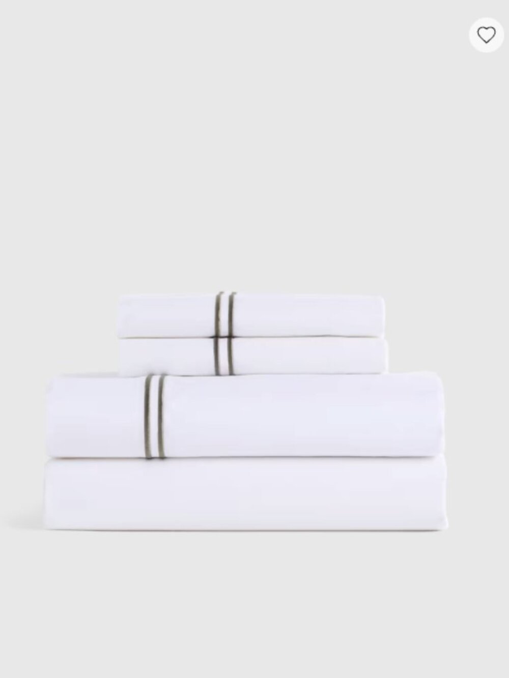 NWOT Quince Organic Crisp Percale Sheet Set with Olive Embellishments - Queen